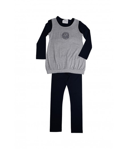 Arsakeio Girl Set Blouse/dress Gray/Blue