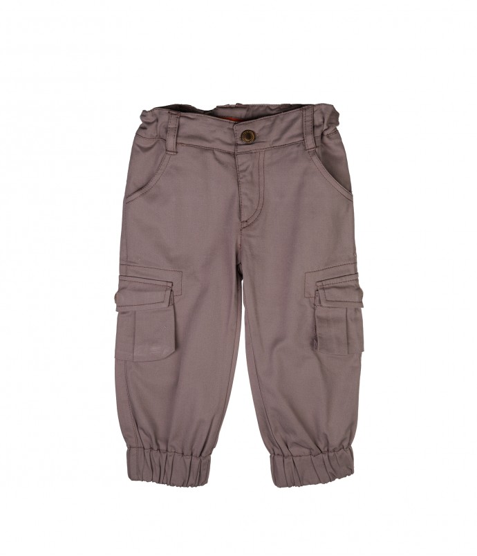 Παιδικό Παντελόνι για άγόρι έλαστική καμπαρντίνα με πλαινές τσέπες  χρώμα πούρο joom.